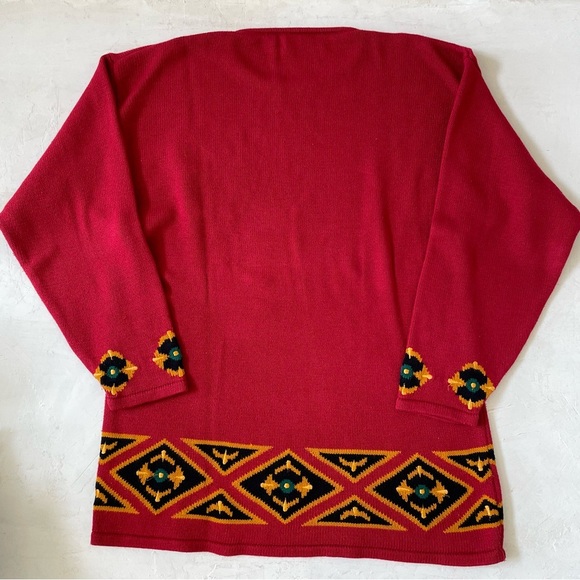 Vintage Marisa Christina Preppy Crown Sweater Classic Red Christmas Royal Damask - Picture 2 of 9